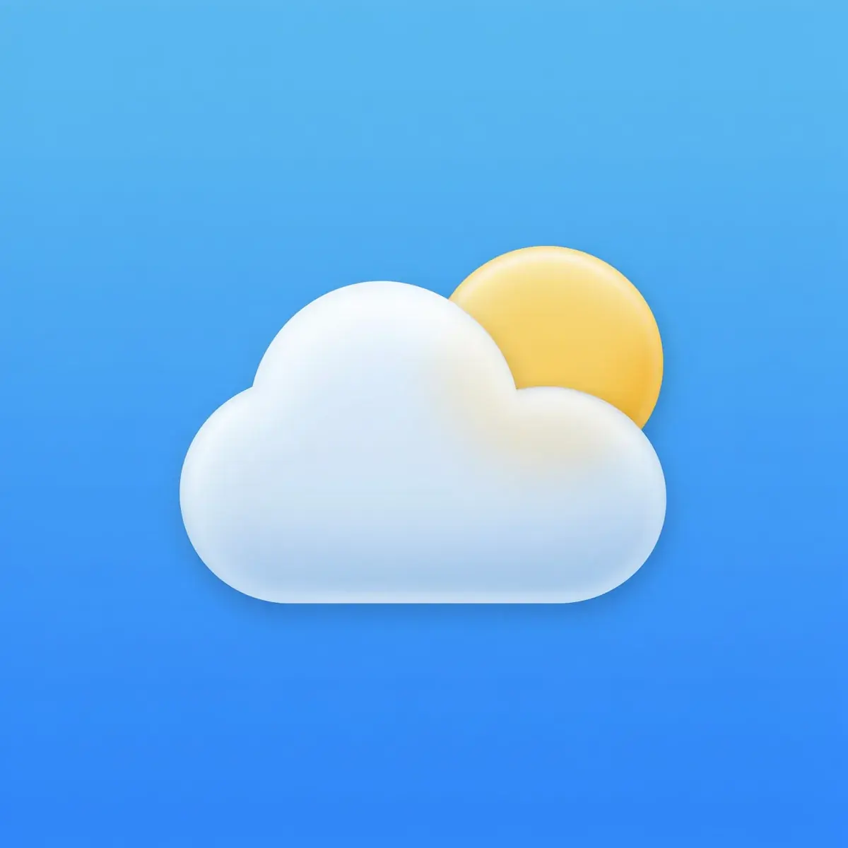 The Morrow icon from Ideogram 4.5: a smaller soft white cloud in front of a pale yellow sun, centered on a sky blue gradient that fills the square