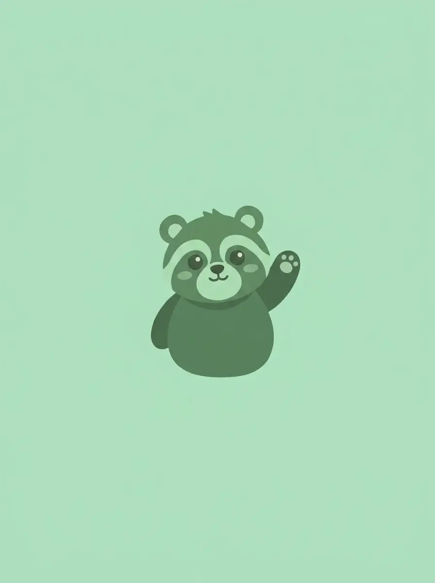 A generated mascot illustration: the green creature waving, alone on a flat mint background