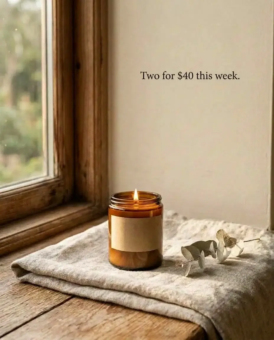 The same ad with the line changed to Two for $40 this week., the type, its place, the jar and the light unchanged